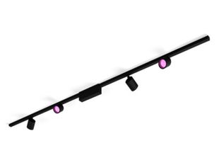 Spoturi LED Philips Hue Perifo 8719514407763, 4 spoturi, 4x510 lm, RGBW, 2000-6500K, Bluetooth, Zigbee, 221.5 cm, IP20, negru