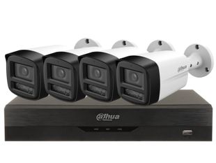 Sistem de supraveghere Dahua Full Color, 4 camere de 5MP cu Microfon, LED 40m, DVR cu AI, KIT-DAHUA4-5MPLED40
