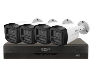 Sistem supraveghere 4 camere exterior Full Color 5MP + DVR cu AI, Dahua, DAH-4X5MLED