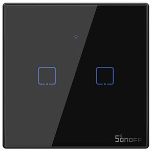 Intrerupator Wifi + RF incastrabil Negru 2 circuite SONOFF SONOFF-TXT3EU2C
