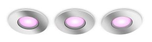 Set 3 spoturi LED inteligente incastrate Philips Hue Xamento 8720169321014, 3x4.2W, 1200 lm, RGBW, 2000-6500K, GU10, IP44, Bluetooth, Zigbee, crom