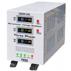 Stabilizator tensiune trifazat TED, 225V-450V, cu servomotor, unda sinusoidala pura, ecran LCD, TED000156