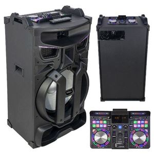 Boxa Portabila Activa 900W, Consola DJ si Mixer, USB, SD, Bluetooth, Lumini Disco, Ibiza Sound, STANDUP18-MAX