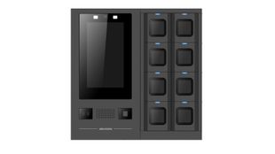 Statie andocare camere body Hikvision DS-MDS005/2T/8/FP/IC, 8 porturi, HDD 2TB, ecran tactil 13.3 inch, cititor amprenta, NFC