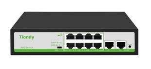 Switch 10 porturi Tiandy TC-P3S010-F0820AT90, 8x PoE, 2x RJ45, putere PoE 90W, 2Gbps, protectie supratensiune