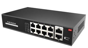 Switch PoE+, cu 8 + 2 porturi 100 Mbps, PoE/QOS/VLAN/CCTV, 100W, Safer SW1008POE-100-E
