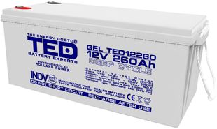 Baterie / Acumulator de mare capacitate, Profesional, 12V 260AH, pentru stocare energie, TED GEL 12260, TED003539