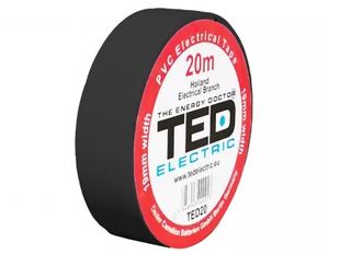Banda izolatoare PVC, 20m x 19mm, pentru protectia si izolarea cablurilor, negru, TED TED004796