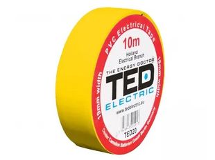 Banda izolatoare PVC 10m x 19mm, pentru protectia si izolarea cablurilor, galben, TED TED004857