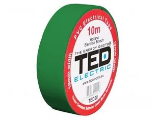 Banda izolatoare PVC 10m x 19mm, pentru protectia si izolarea cablurilor, verde, TED TED004888