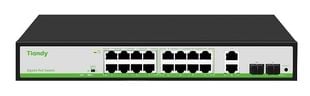 Switch PoE Tiandy, 16 porturi Gigabit PoE, 180W, AI Mode, VLAN, Extend, 40Gbps, TC-P3S020-G1622AT180