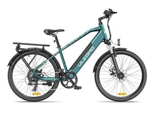 Bicicleta electrica Ulzomo ULZM26-GR, autonomie 100km, 250W, 36V 17Ah, 7 trepte viteza max. 25km/h, LDC, verde, anvelope 26x1.95 inch