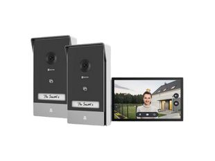 Kit videointerfon Ezviz CS-HP7 (3MP2-Entry Kit), Rezolutie 2K, TCP/IP Wi-Fi, Monitor 7 inch, 2 posturi exterioare, deblocare cu card RFID sau din aplicatie
