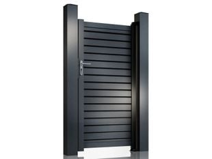 Poarta pietonala tip jaluzea Virtuoso, 900x1800mm, aluminiu, gri antracit, accesorii incluse, 50-885/7016