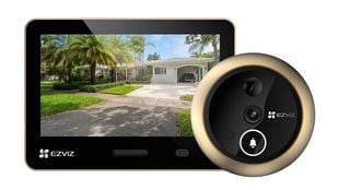 Vizor cu sonerie usa si monitor EZVIZ EP4 CS-EP4 (8MP) Golden, 4K 8MP, 5.5 inch, Wi-Fi, recunoastere faciala, PIR, audio, IP54
