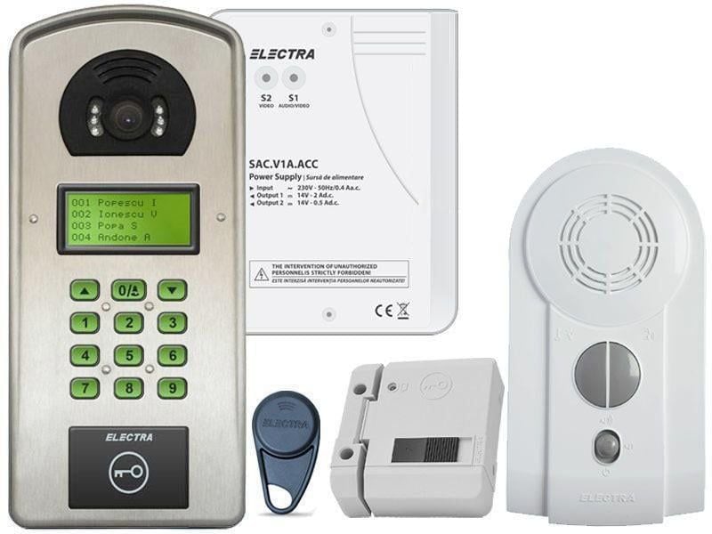 Kit interfon audio 3 familii cu post interior, aparent, Electra