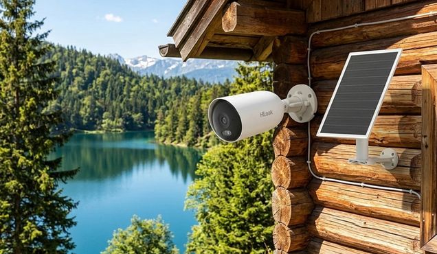 Camera cu panou solar pentru casa, curte si garaj