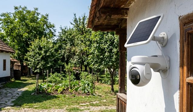 Camera de supraveghere cu panou solar pentru curte