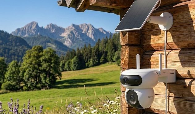 Camera supraveghere exterior cu panou solar si baterie