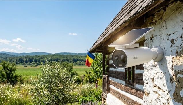 Camera video cu panou solar pentru monitorizare exterioara