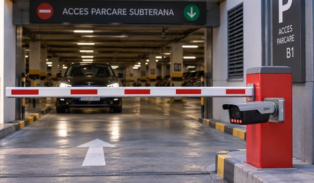 Control acces intrare parcare cu bariera in parcare subterana