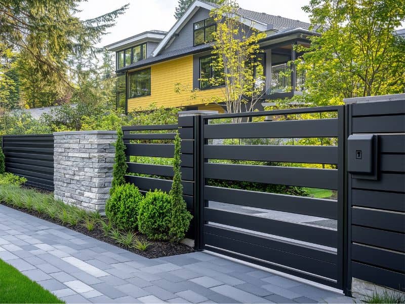 Poarta metalica moderna pentru curte rezidentiala