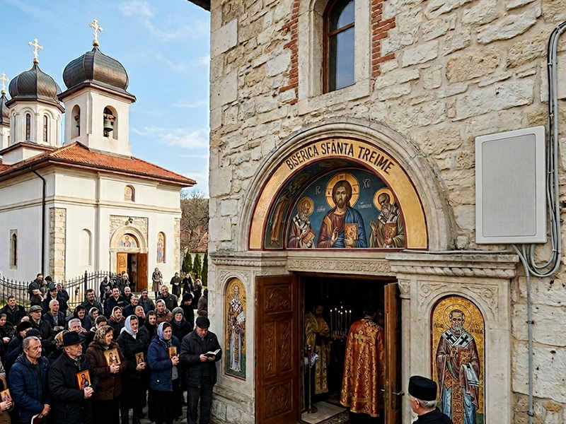 Sistem de sonorizare exterior cu difuzoare de tip goarnă pentru procesiuni religioase