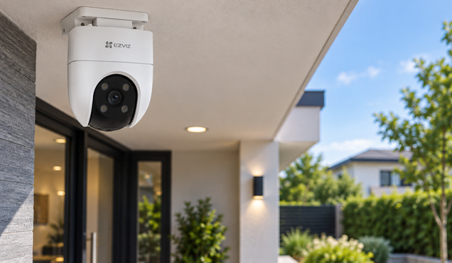 camera de supraveghere exterior rotativa pentru curte
