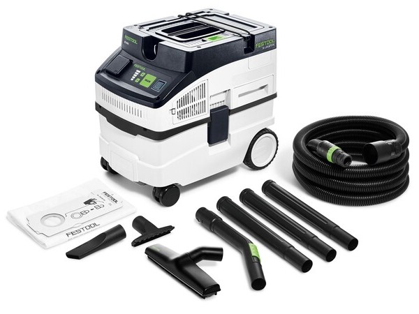 Aspirator mobil Festool CLEANTEC CT 15 cu accesorii set, 15 l, 350-1200W, cablu 5m, absoarbe apa, 578450
