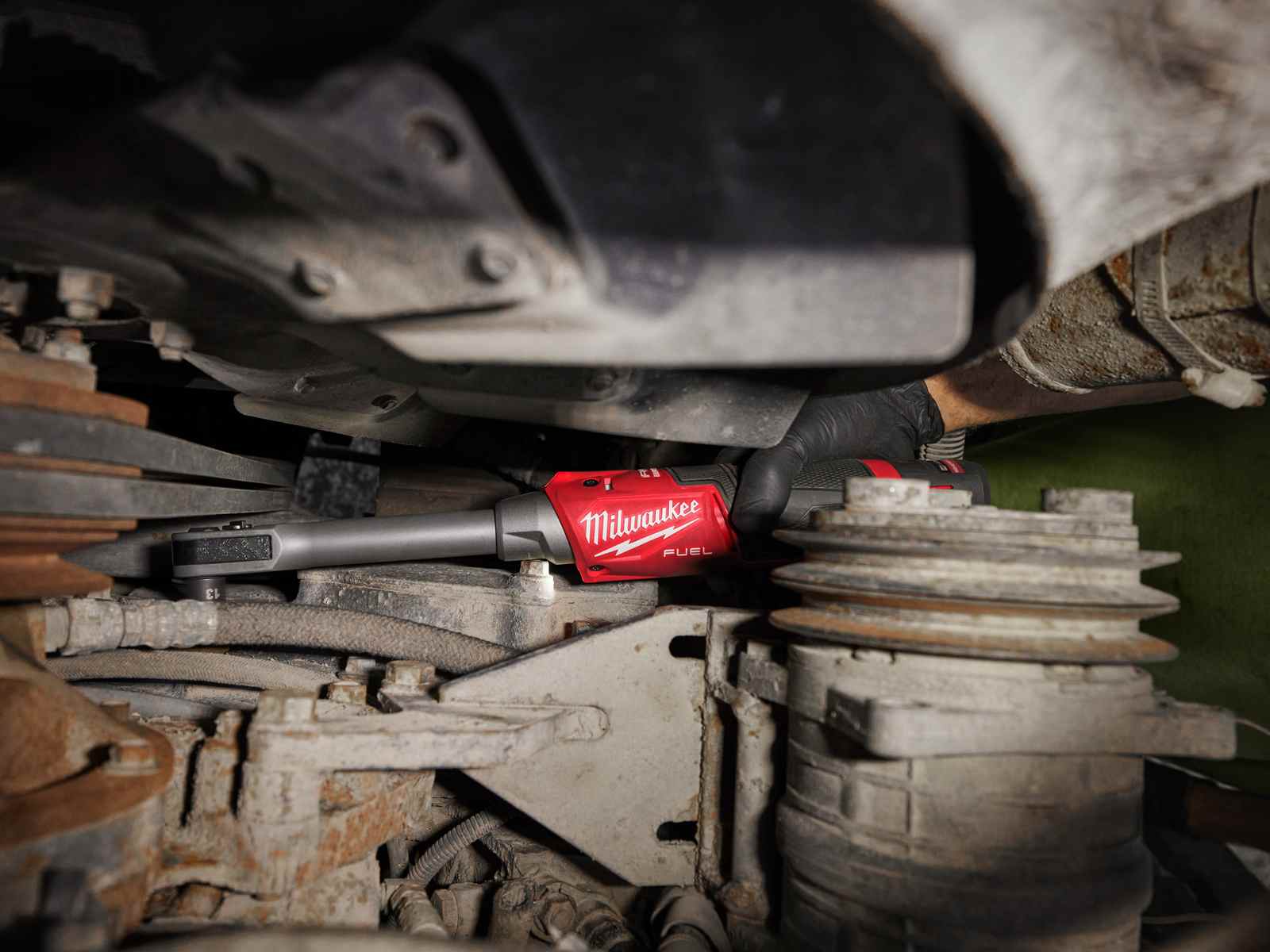Cheie cu clichet Milwaukee M12 FPTR-0 Fuel Insider, 80Nm, 350 RPM, pass-through 15mm, tubulare 8-21mm, motor fara perii, 4933499413