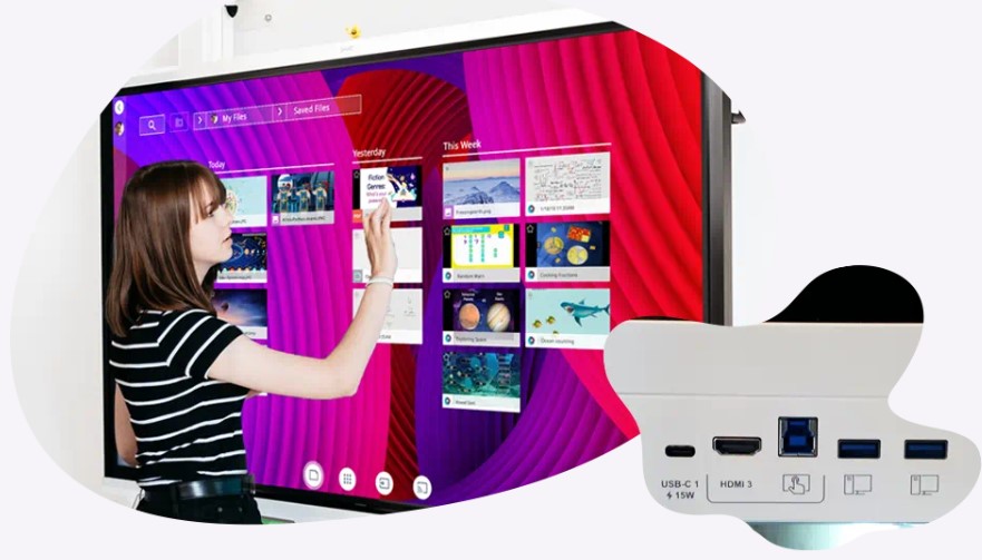 Imagine DISPRO-SM-SBID-MX275-V4 monitor touchscreen interactiv, fata care scrie