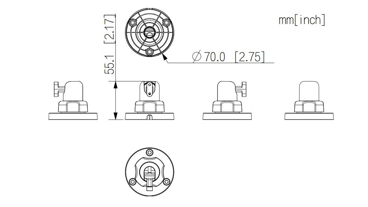 Suport detector alarma wireless Dahua ARA34A, montaj perete tavan, rotire reglabila, policarbonat+aliaj aluminiu, compatibil ARD1731 schema1
