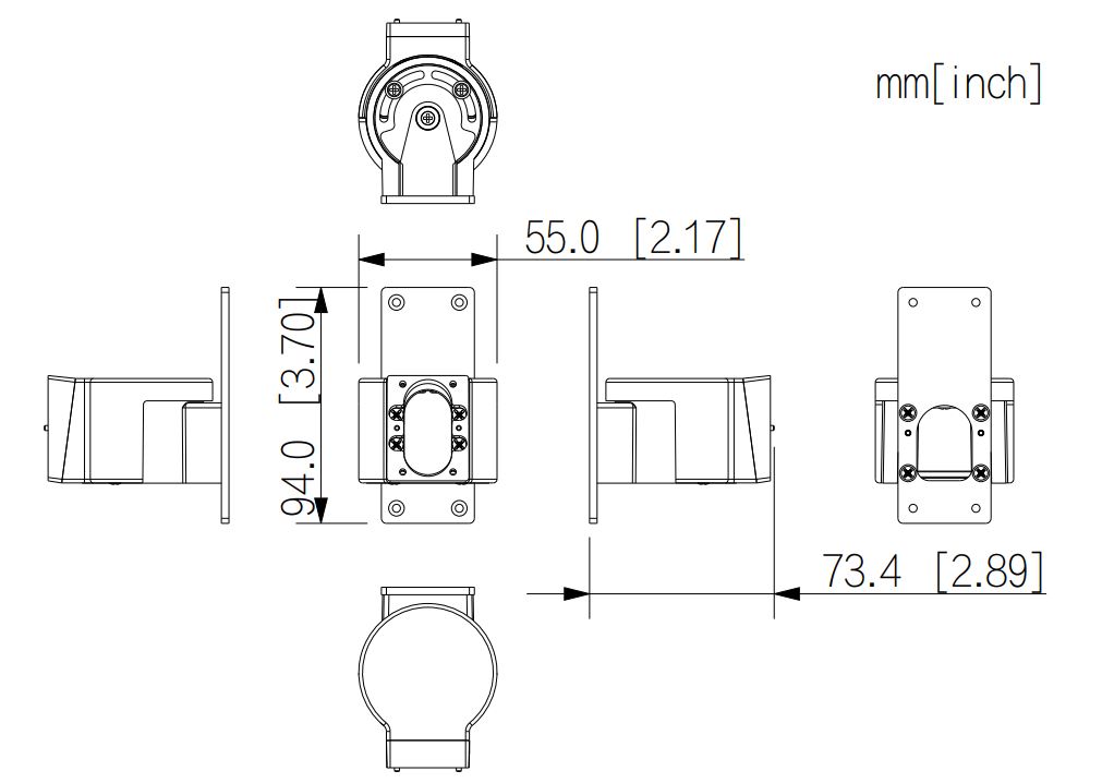 Suport detector perete Dahua ARA34E, reglaj orizontal, aluminiu, compatibil seria ARD2251E schema2