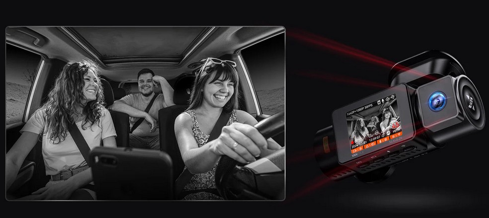 Camera auto Vantrue STARVIS Nexus 2X, 2.7K+2MP, inregistrare pe 2 canale, display 2inch, microfon+ difuzor, Wi-Fi, GPS, IR, slot card, control vocal, aplicatie mobila