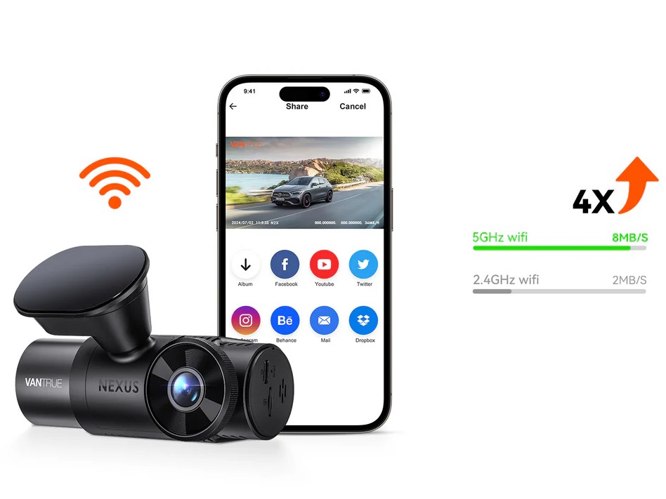 Camera auto Vantrue STARVIS Nexus 2X, 2.7K+2MP, inregistrare pe 2 canale, display 2inch, microfon+ difuzor, Wi-Fi, GPS, IR, slot card, control vocal, aplicatie mobila