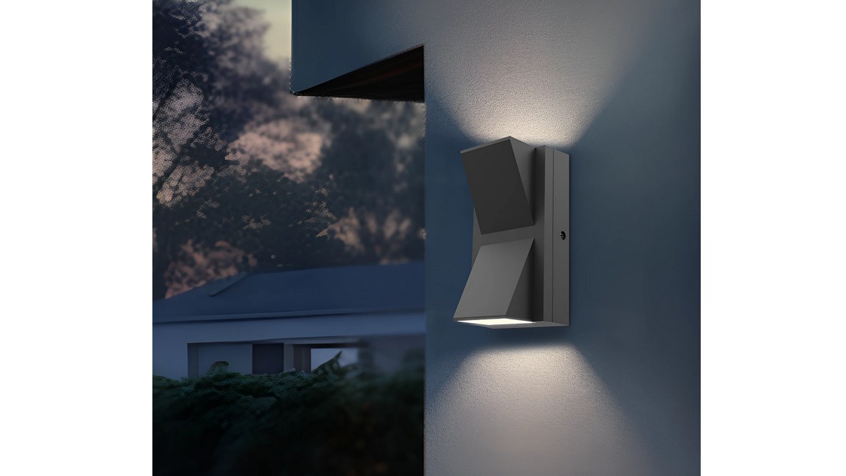 Aplica LED exterior Braytron Vekta BR-BG38-02782, 2x6W,1200lm, lumina selectabila 3IN1, IP65, IK08, gri, montare pe perete