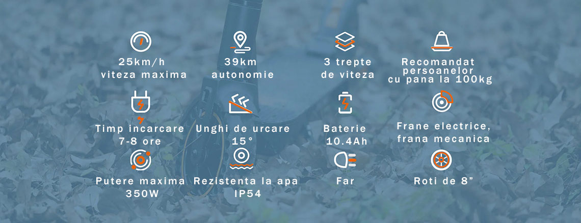trotineta pliabila motor 350W Kukirin autonomie extinsa