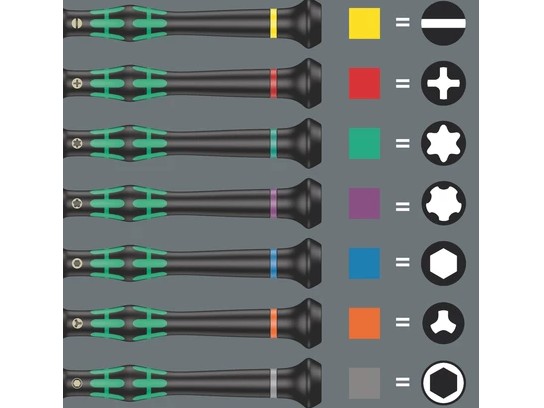 Set 6 surubelnite pentru aplicatii electronice de precizie Wera Kraftform Micro, suport inclus, 5118152001 varfuri diferite