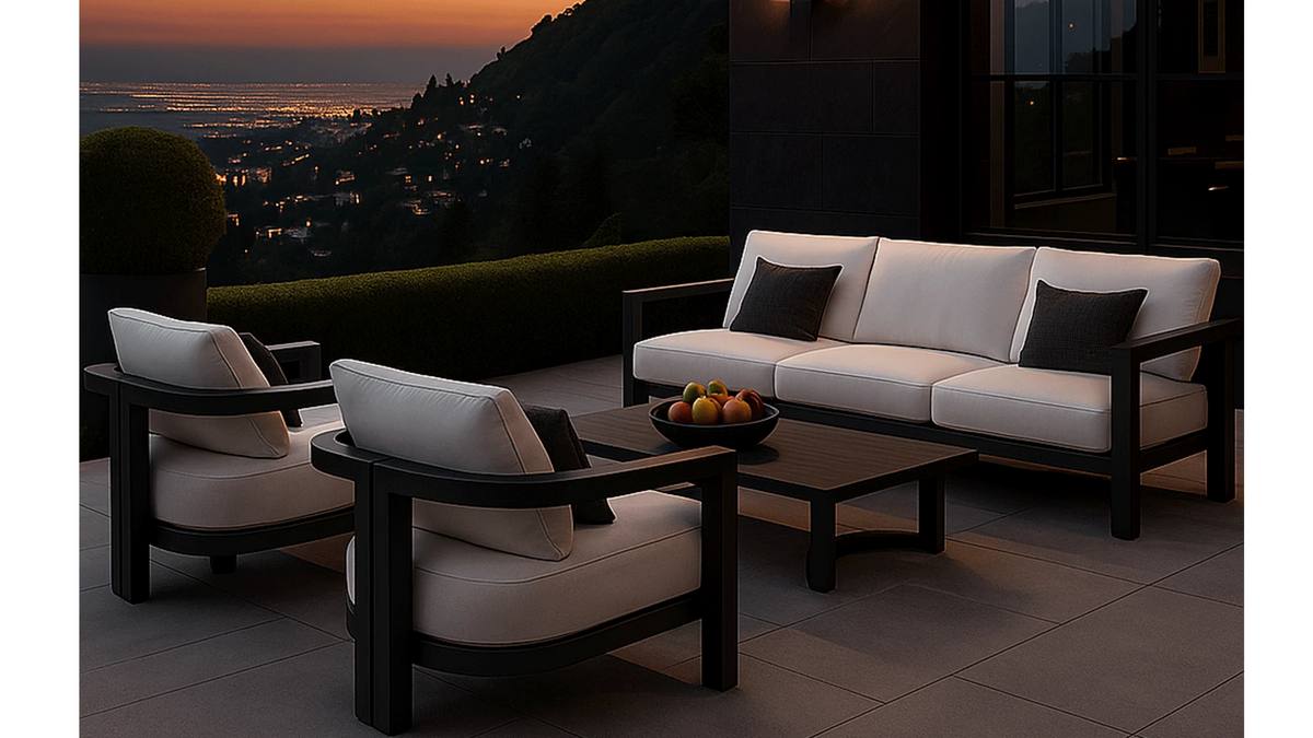 Set mobilier gradina Virtuoso SET PARMA, aluminiu, 1 canapea 3 locuri, 2 fotolii, masa, perne incluse, alb 1