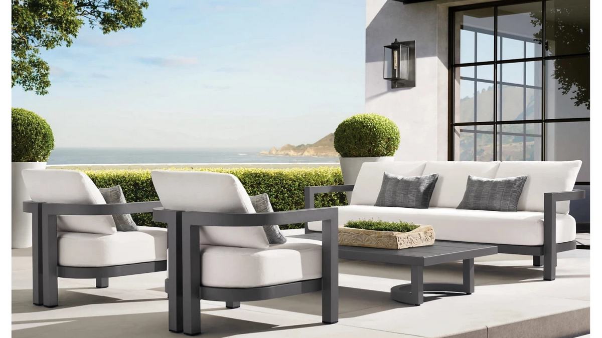 Set mobilier gradina Virtuoso SET PARMA, aluminiu, 1 canapea 3 locuri, 2 fotolii, masa, perne incluse, alb 3