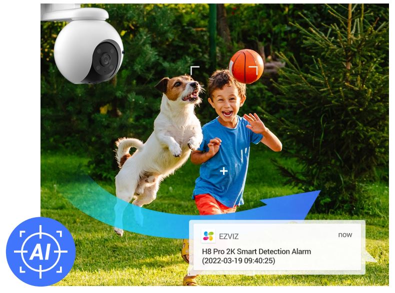 Camera de supraveghere Ezviz CS-H8(3MP,4mm), Wi-Fi, 3MP 2K, vedere panoramica, Iluminare duala, audio bidirectional, alarma, functii AI detectie, slot card microSD