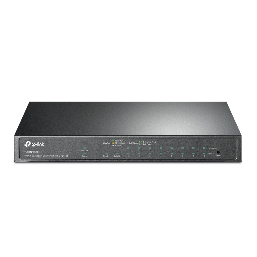 Switch Easy Smart PoE TP-LINK TL-SG1210MPE, 11 porturi, 9x Gigabit RJ45, 1x Combo Gigabit RJ45, 1x Gigabit SFP, 123W, QoS, Management