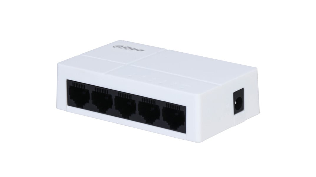 Switch Dahua 5 porturi Gigabit, construnctie plastic, racit pasiv, plug and play, 10G switching, 7.44 Mpps, 5VDC, DH-SG1005L