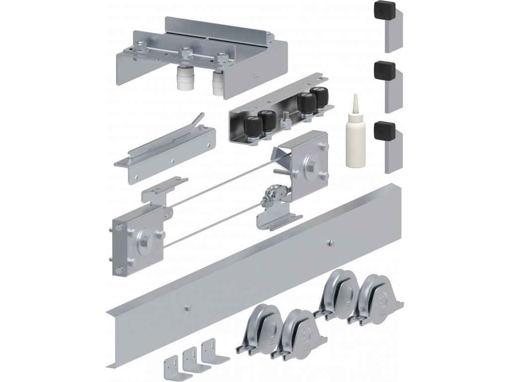 Kit accesorii feronerie, pentru poarta culisanta telescopica, 2X5.5 metri, 400kg per semifoaie