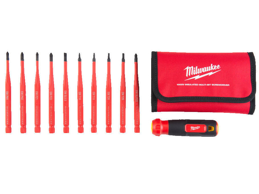 Set surubelnite izolate Milwaukee, multi bit, certificare DIN EN/IEC 60900, tija subtire, biti gravati, husa protectie, 4932493657