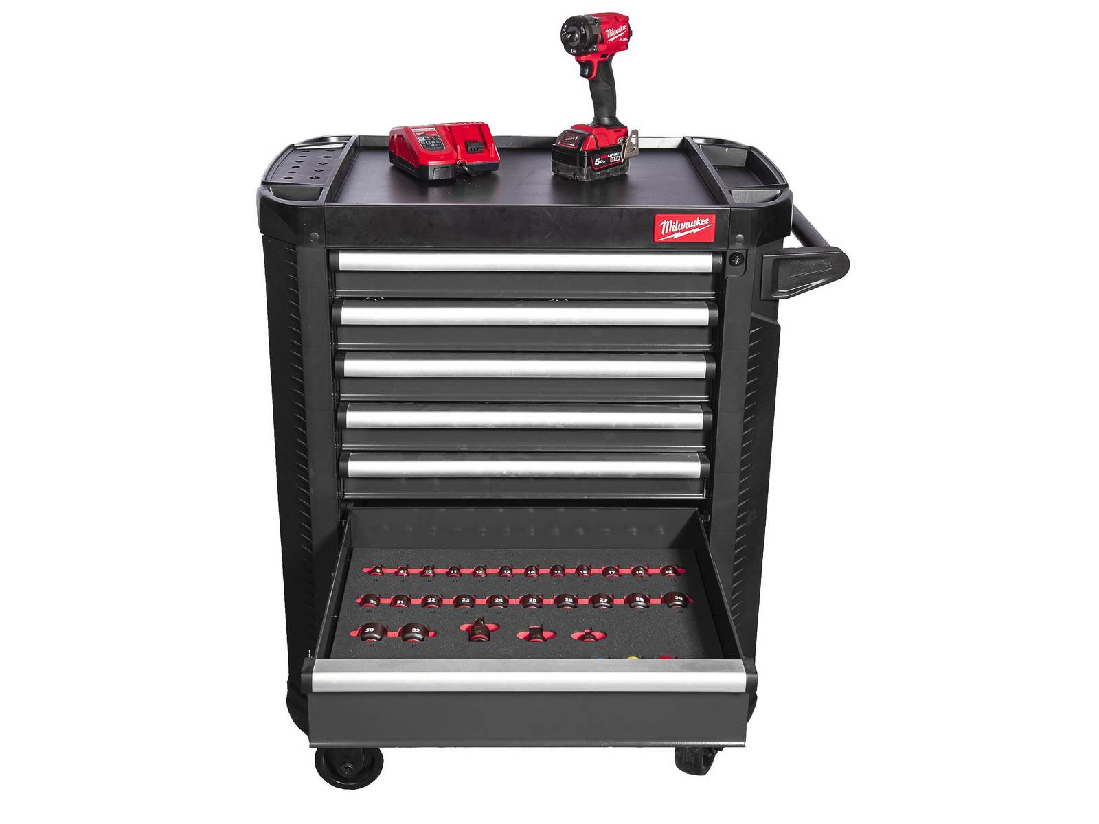 Dulap cu scule intretinere autovehicule Milwaukee Toolguard, 7 sertare, metalic, 78cm, sarcina 45-90kg, roti 125mm,  4932500743