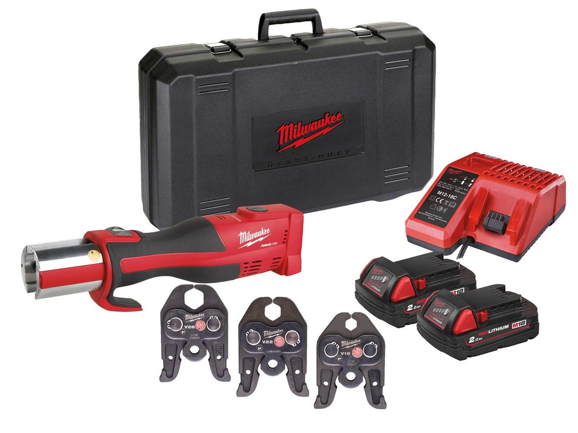 Presa compacta M18 BLHPT-202C V-SET Force Logic Milwaukee, motor fara perii, presare tevi metal 108mm, 2x acumulatori, 1 incarcator, 3x falci, 4933451134