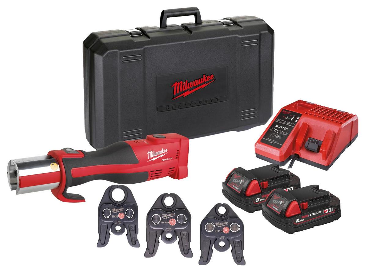Presa compacta Milwaukee M18 M18 BLHPT-202C TH-SET FORCE LOGIC, motor fara perii, 2x acumulatori, incarcator, 3x falci, 4933451135