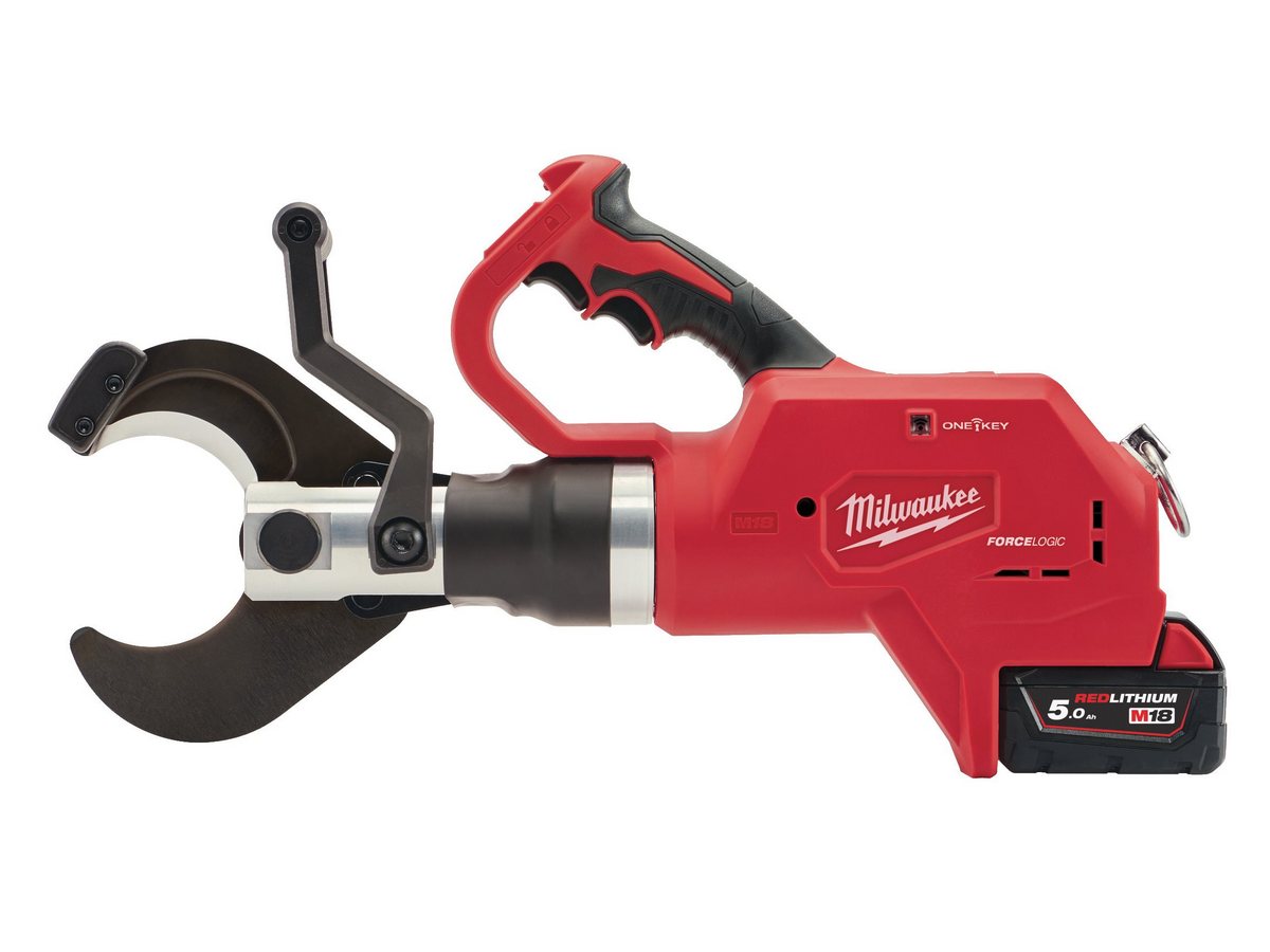 Taietor hidraulic pentru cabluri subterane Milwaukee M18 FORCE LOGIC, motor fara perii, functie ONE-KEY, 2x acumulatori, 1x incarcator, 4933459269