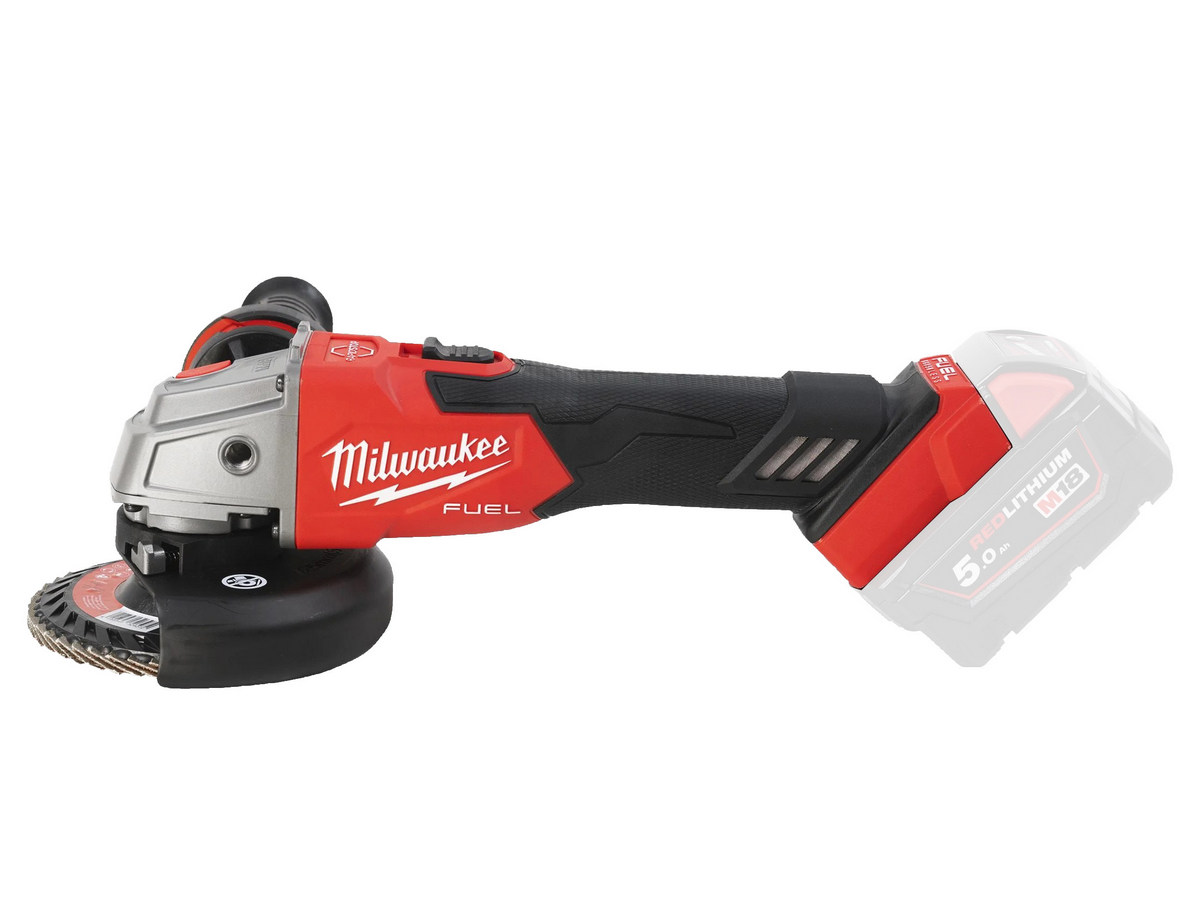 Polizor unghiular M18 FUEL Milwaukee, 125mm, 1200W, motor fara perii, franare, comutator culisant, Rapidstop, 4933478429